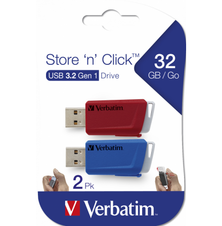 Store N Click USB Drive 32GB (2-pack) Red/Blue
