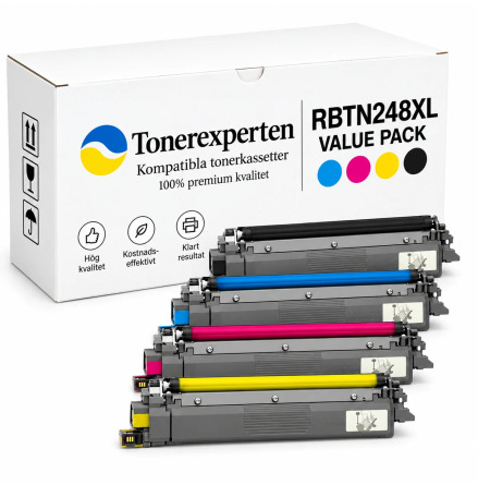 Kompatibla  tonerkassetter  RBTN248VALXL  som ers�tter Brother TN248VALXL  BK/C/Y/M h�g kapacitet toners 