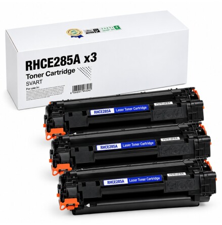 3-pack kompatibel toner RHCE285A som ers�tter HP CE285A (85A) � svart, 3 x 1600 sidor