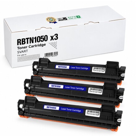 3-pack kompatibel toner RBTN1050 som ers�tter Brother TN-1050 � svart, 3 x 1000 sidor