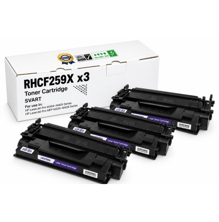 3-pack kompatibel toner RHCF259X som ers�tter HP CF259X � svart, 3 x 10000 sidor