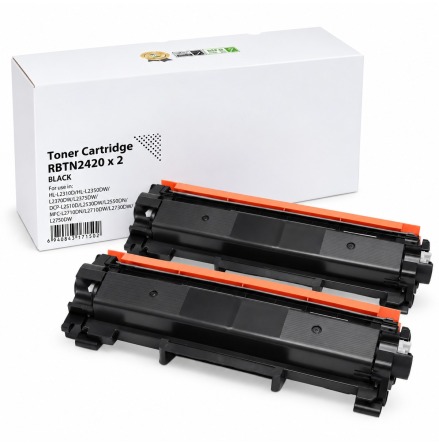 2-pack kompatibel toner RBTN2420 som ers�tter Brother TN-2420 � svart, 6 000 sidor