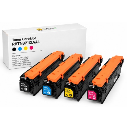 Kompatibla tonerkassetter RBTN821XLVAL som ers�tter Brother TN-821XL BK/C/M/Y � Value Pack