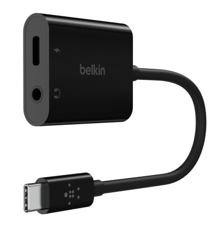RockStar 3.5mm Audio + USB-C Charge Adapter, Black