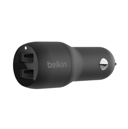 Dual USB-A Car Charger, 12W X2, BLK